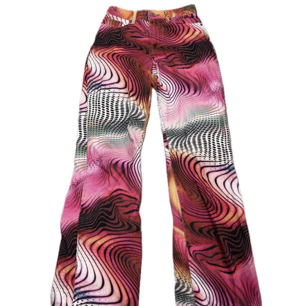 Jaded London Pink and Black Swirl Straight Leg Jeans